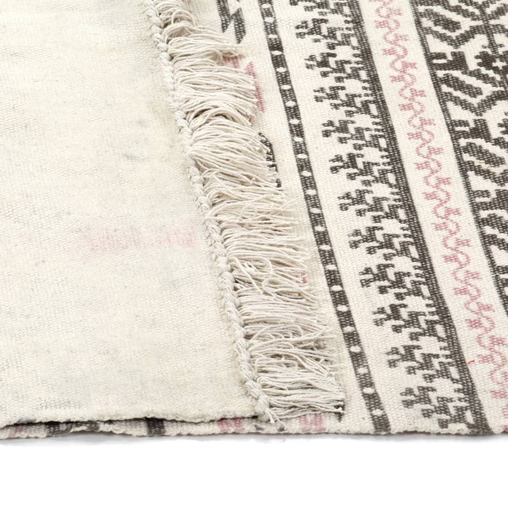 Berkfield Kilim Rug Cotton 120x180 cm with Pattern Grey/Pink