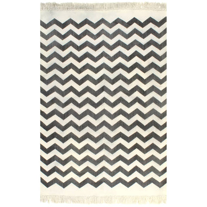 Berkfield Kilim Rug Cotton 160x230 cm with Pattern Black/White