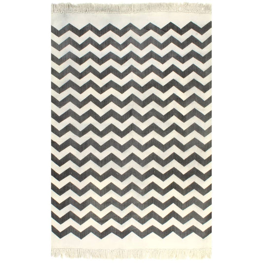 Berkfield Kilim Rug Cotton 160x230 cm with Pattern Black/White