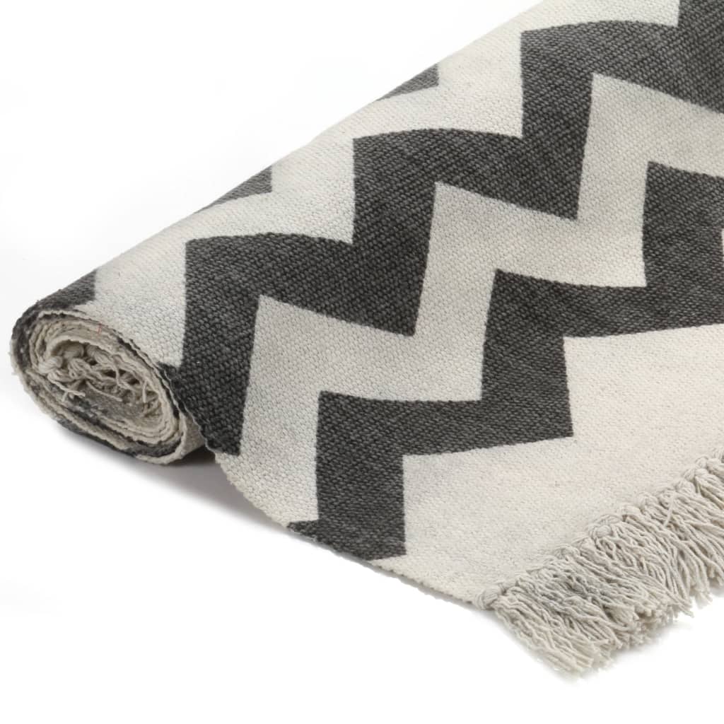 Berkfield Kilim Rug Cotton 160x230 cm with Pattern Black/White