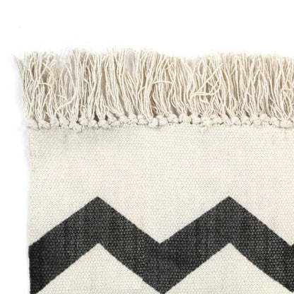 Berkfield Kilim Rug Cotton 160x230 cm with Pattern Black/White