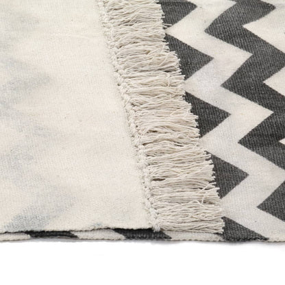 Berkfield Kilim Rug Cotton 160x230 cm with Pattern Black/White
