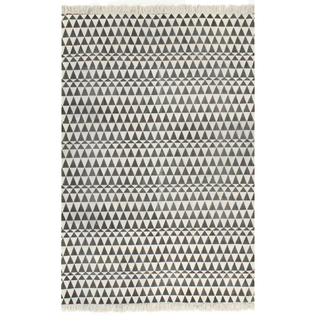Berkfield Kilim Rug Cotton 120x180 cm with Pattern Black/White