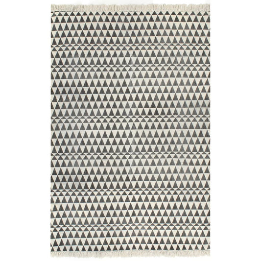 Berkfield Kilim Rug Cotton 120x180 cm with Pattern Black/White