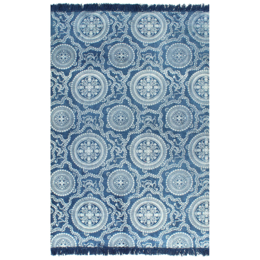 Berkfield Kilim Rug Cotton 120x180 cm with Pattern Blue