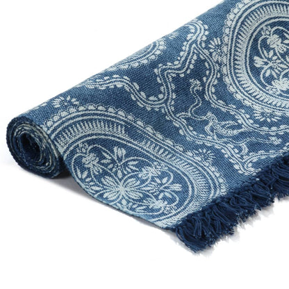 Berkfield Kilim Rug Cotton 160x230 cm with Pattern Blue