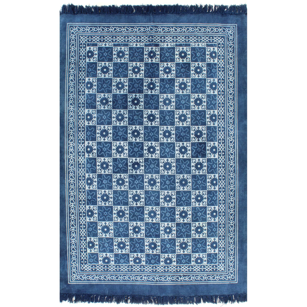 Berkfield Kilim Rug Cotton 120x180 cm with Pattern Blue