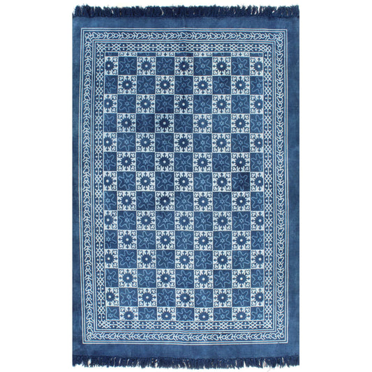 Berkfield Kilim Rug Cotton 120x180 cm with Pattern Blue