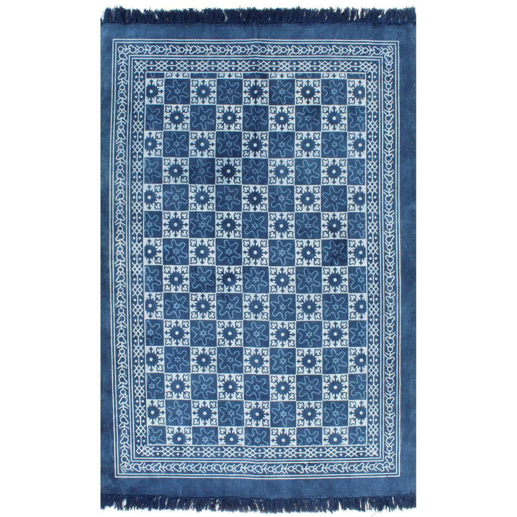 Berkfield Kilim Rug Cotton 160x230 cm with Pattern Blue