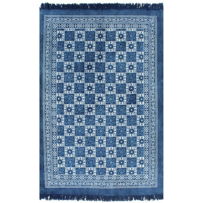 Berkfield Kilim Rug Cotton 160x230 cm with Pattern Blue