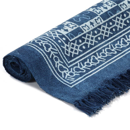 Berkfield Kilim Rug Cotton 160x230 cm with Pattern Blue