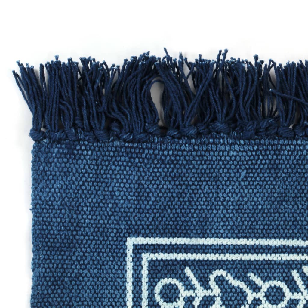 Berkfield Kilim Rug Cotton 160x230 cm with Pattern Blue