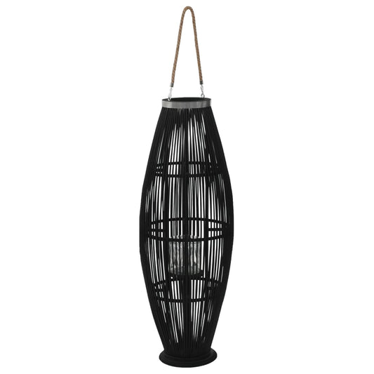 Berkfield Hanging Candle Lantern Holder Bamboo Black 95 cm