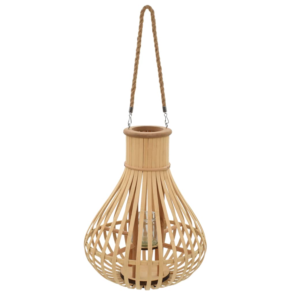 Berkfield Hanging Candle Lantern Holder Bamboo Natural