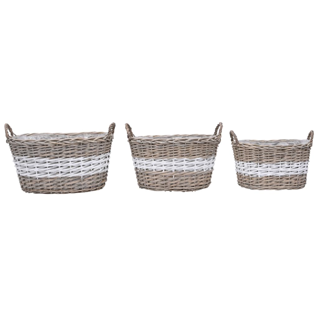 Berkfield Raised Bed 3 pcs Wicker with PE Lining