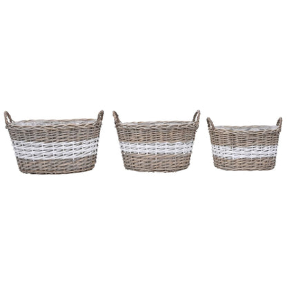 Berkfield Raised Bed 3 pcs Wicker with PE Lining