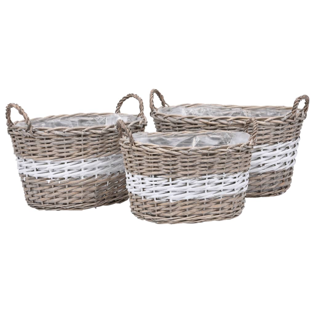 Berkfield Raised Bed 3 pcs Wicker with PE Lining