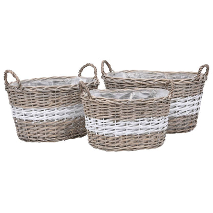 Berkfield Raised Bed 3 pcs Wicker with PE Lining
