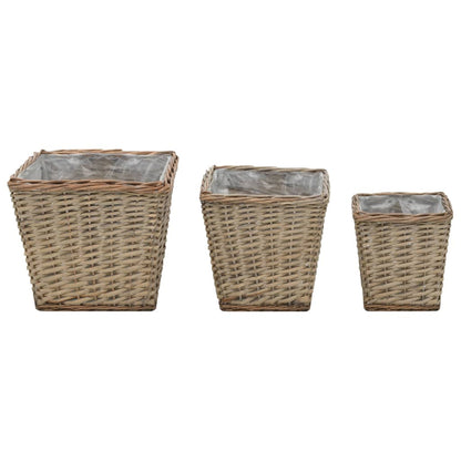 Berkfield Raised Bed 3 pcs Wicker with PE Lining