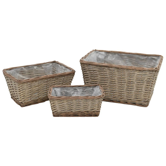 Berkfield Raised Bed 3 pcs Wicker with PE Lining