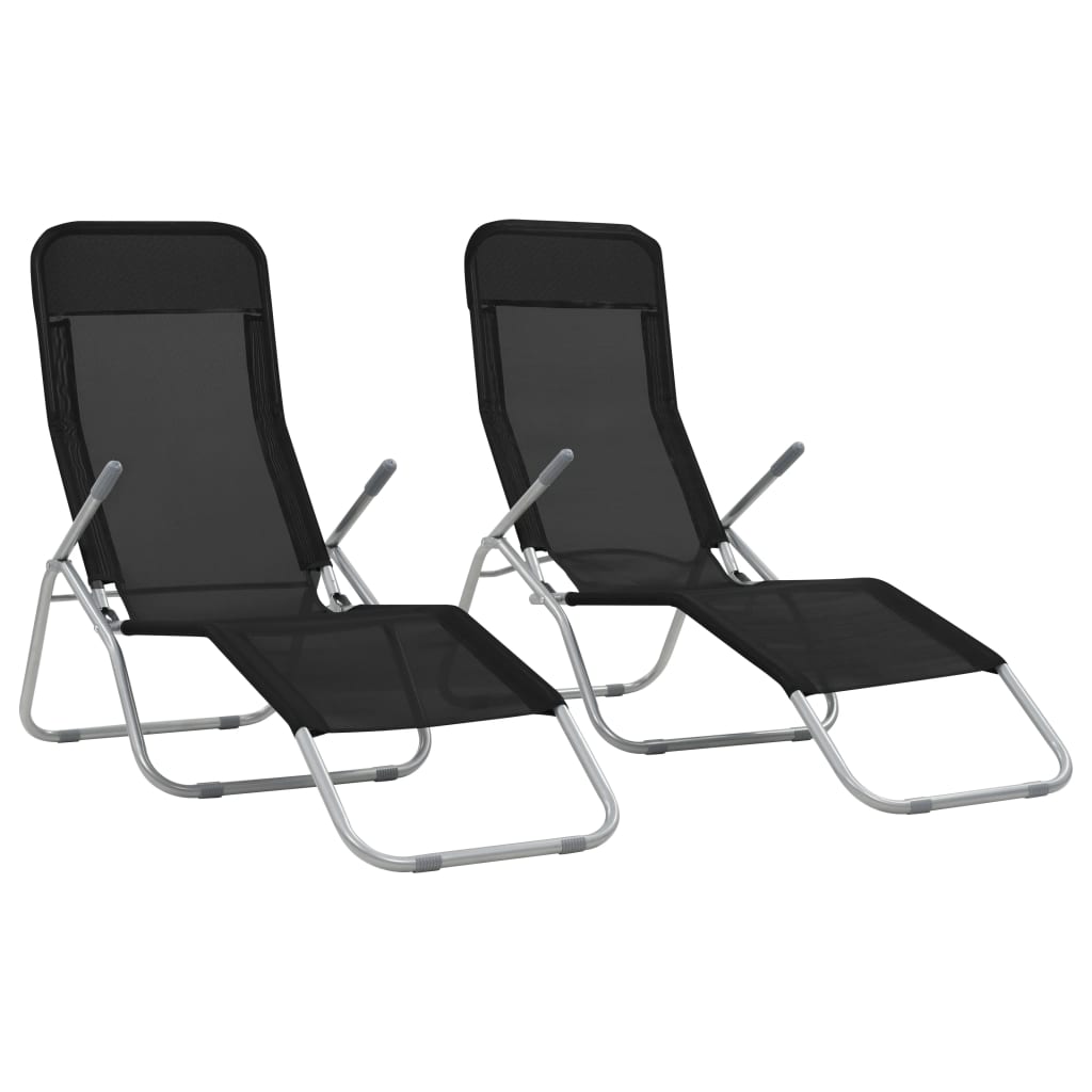 Berkfield Folding Sun Loungers 2 pcs Textilene Black