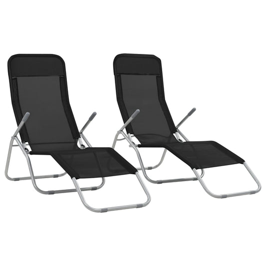 Berkfield Folding Sun Loungers 2 pcs Textilene Black