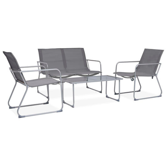 Berkfield 4 Piece Garden Lounge Set Fabric & Steel Grey