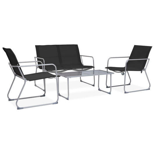 Berkfield 4 Piece Garden Lounge Set Fabric & Steel Black