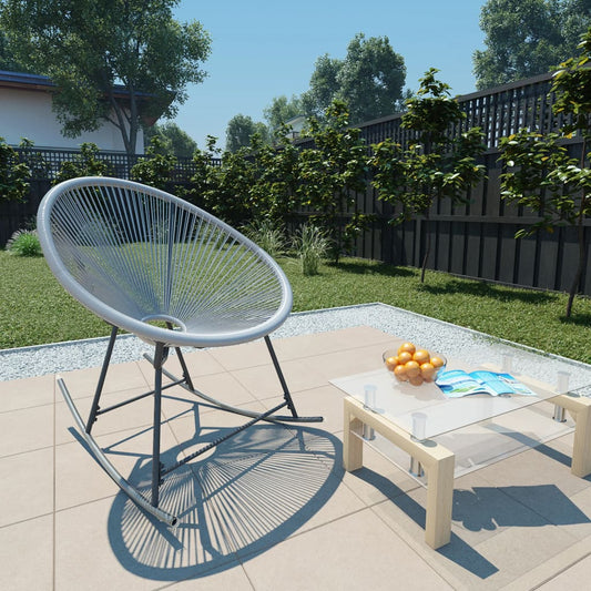 Berkfield Outdoor Rocking Moon Chair Grey Poly Rattan