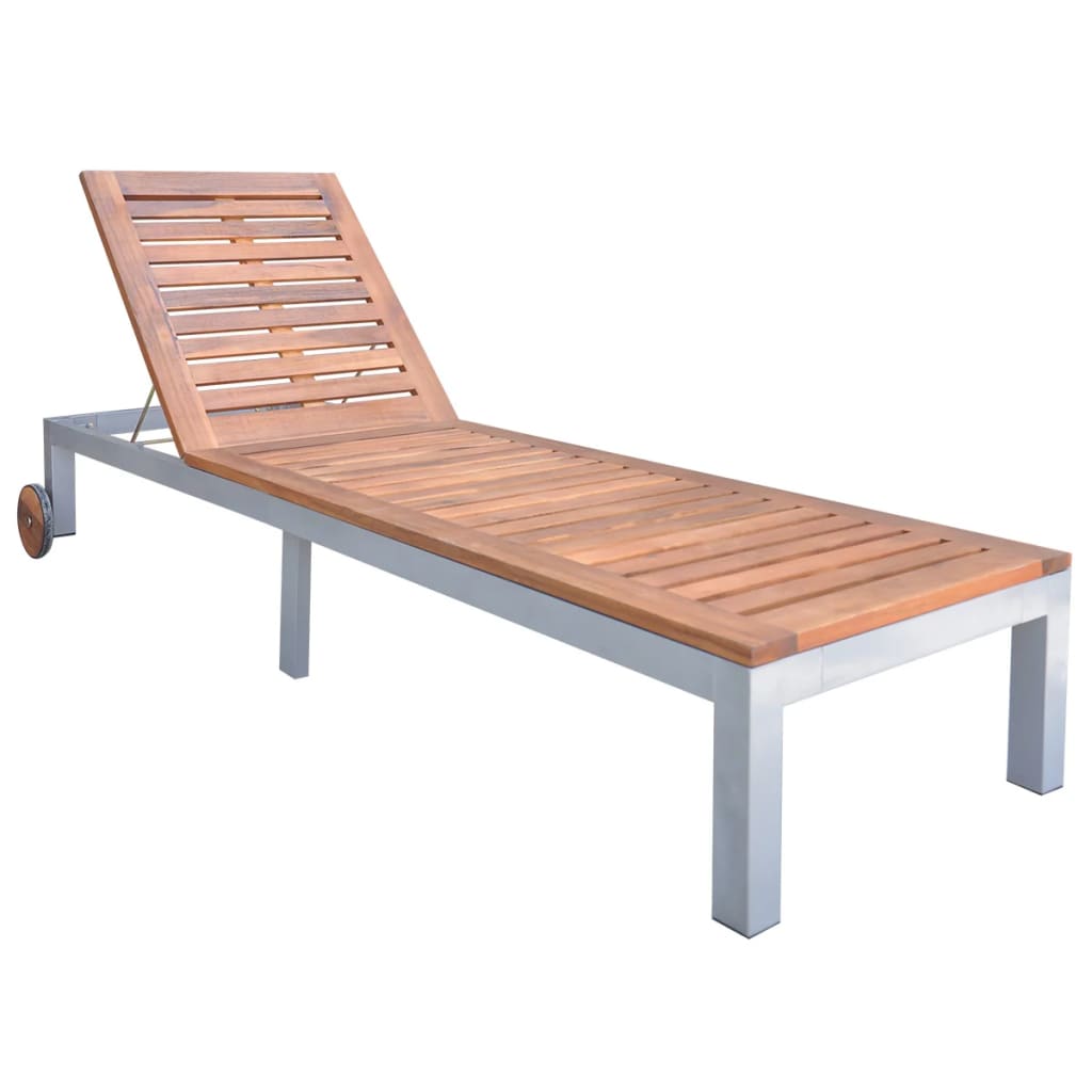 Berkfield Sun Lounger Solid Acacia Wood
