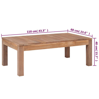 Berkfield Coffee Table Solid Teak Wood with Natural Finish 110x60x40 cm
