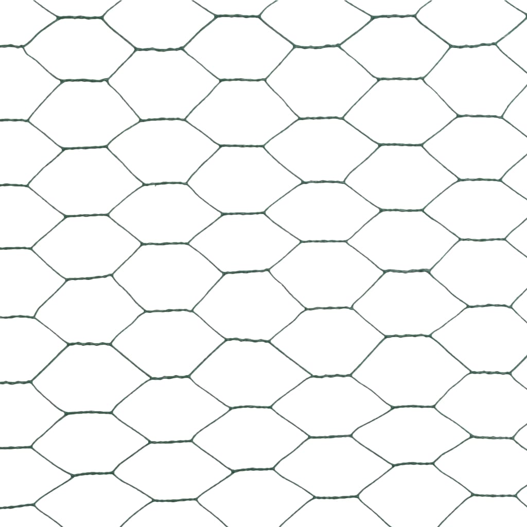 Berkfield Chicken Wire Fence Steel with PVC Coating 25x1.2 m Green