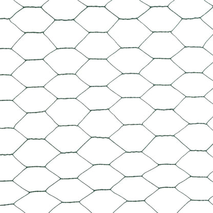 Berkfield Chicken Wire Fence Steel with PVC Coating 25x1.2 m Green