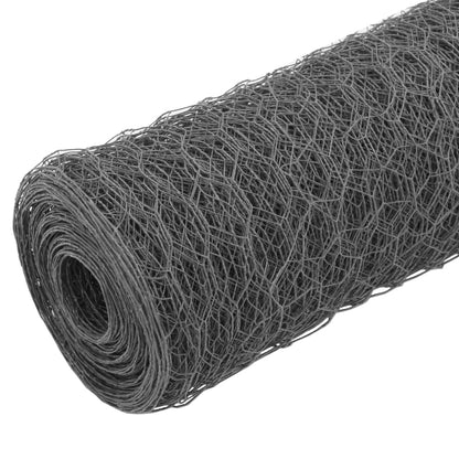 Berkfield Chicken Wire Fence Steel with PVC Coating 25x1.2 m Grey