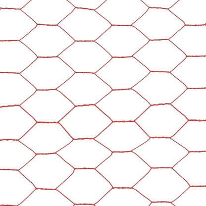 Berkfield Chicken Wire Fence Steel with PVC Coating 25x0.5 m Red