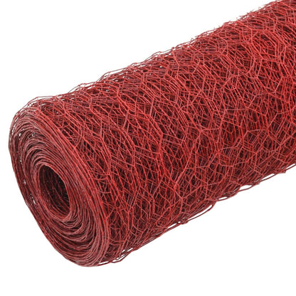 Berkfield Chicken Wire Fence Steel with PVC Coating 25x1.2 m Red