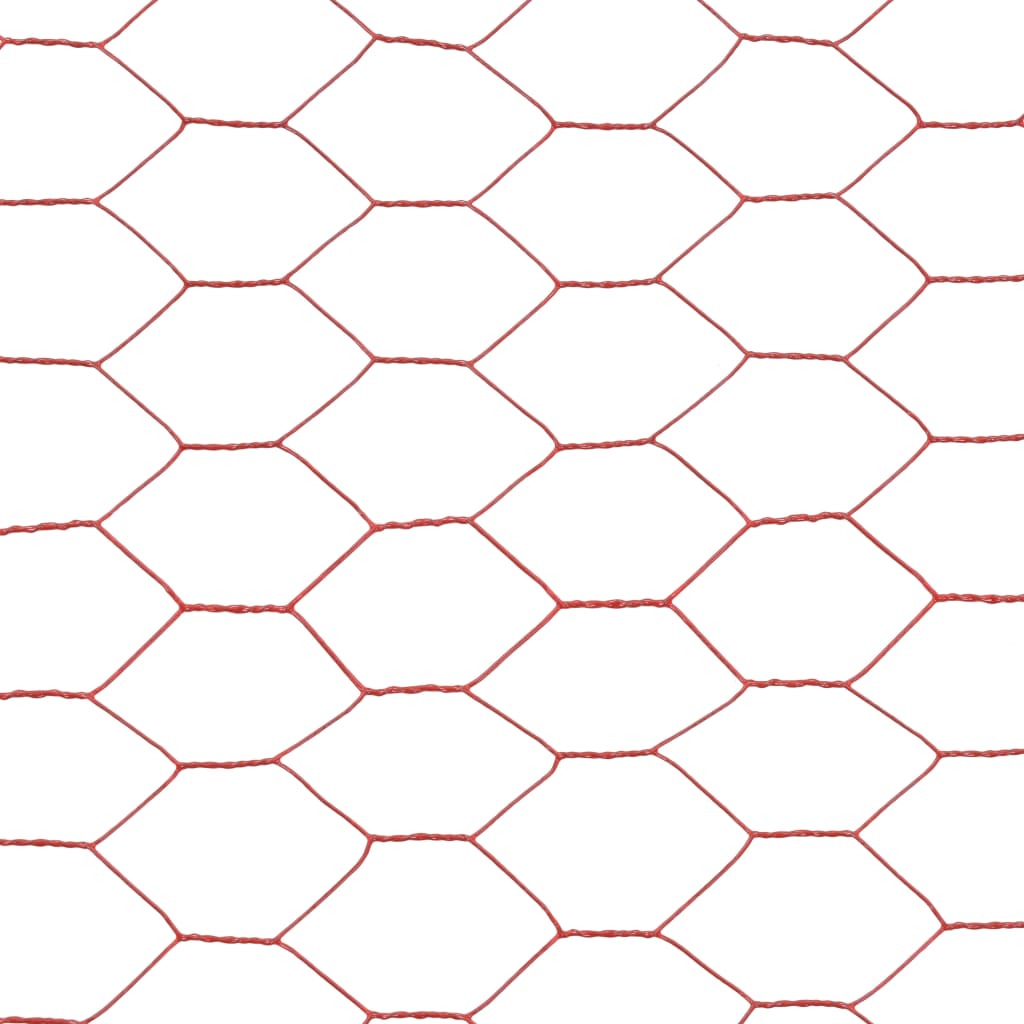 Berkfield Chicken Wire Fence Steel with PVC Coating 25x1.2 m Red