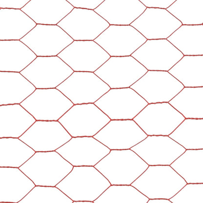 Berkfield Chicken Wire Fence Steel with PVC Coating 25x1.2 m Red