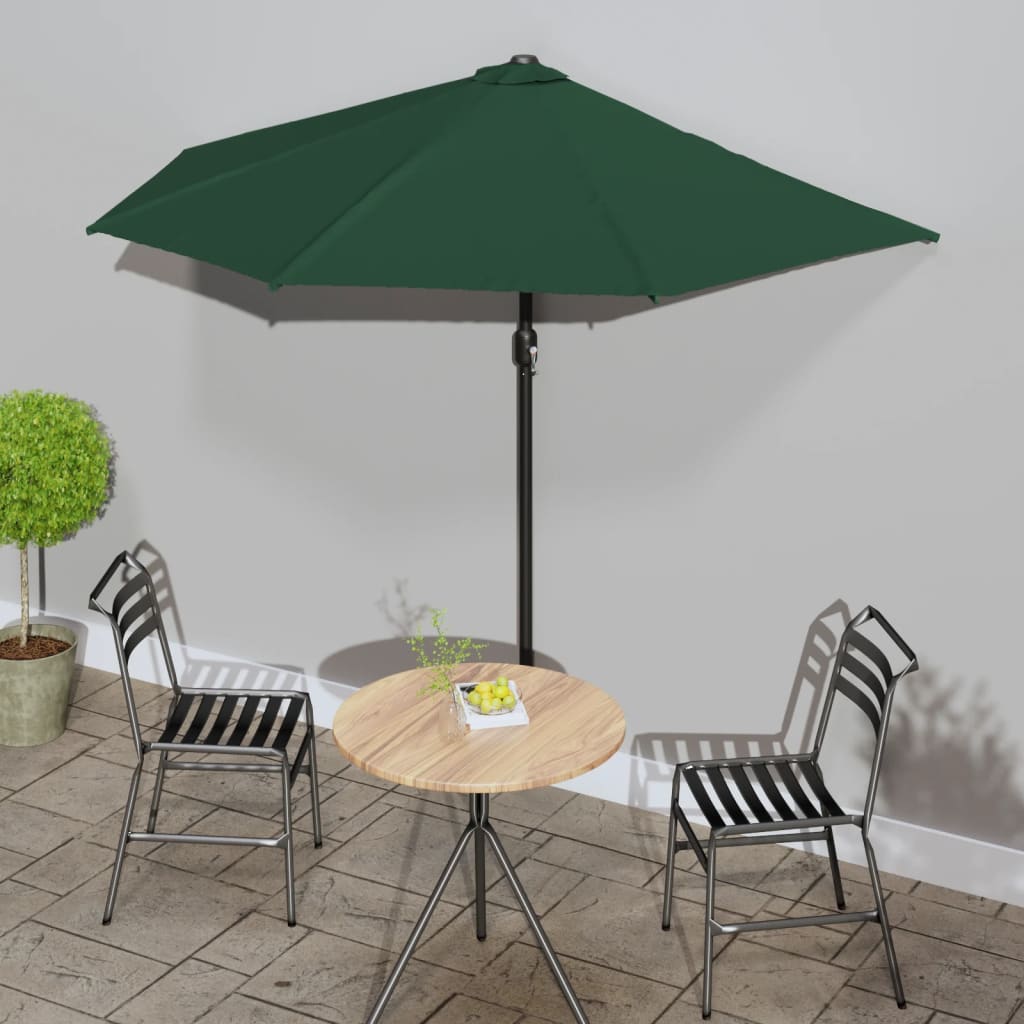 Berkfield Balcony Parasol with Aluminium Pole Green 270x144 cm Half
