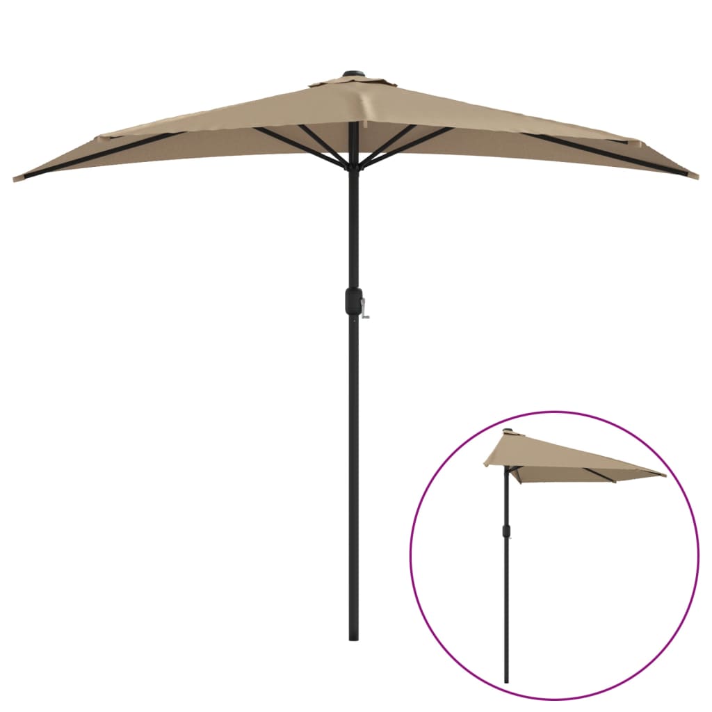 Berkfield Balcony Parasol with Aluminium Pole Taupe 270x144 cm Half