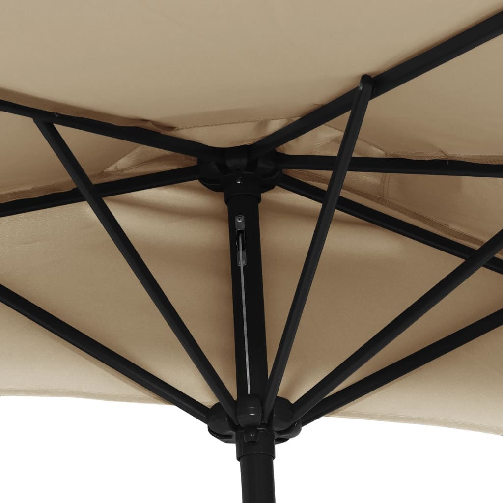 Berkfield Balcony Parasol with Aluminium Pole Taupe 270x144 cm Half