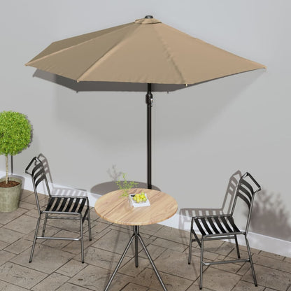 Berkfield Balcony Parasol with Aluminium Pole Taupe 270x144 cm Half