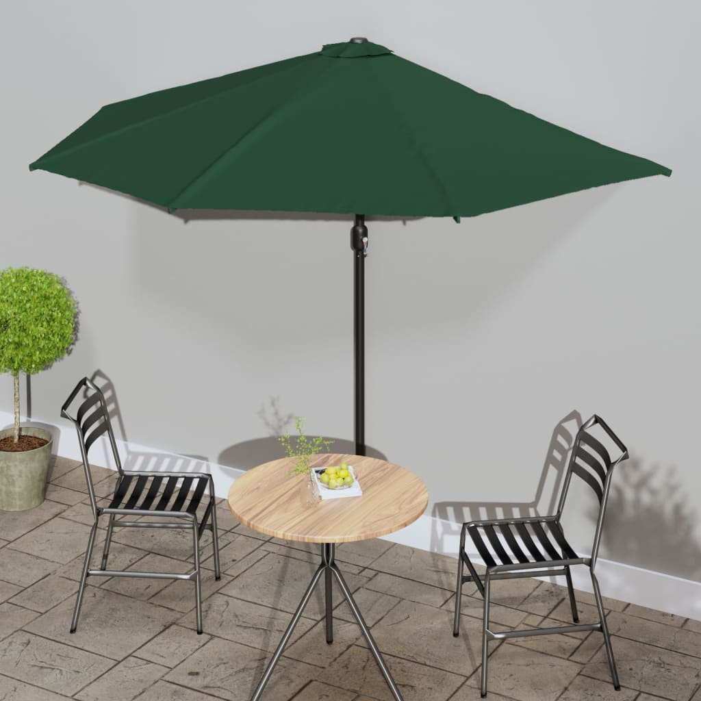 Berkfield Balcony Parasol with Aluminium Pole Green 300x155 cm Half