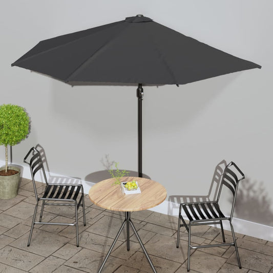 Berkfield Balcony Parasol with Aluminium Pole Anthracite 300x155 cm Half