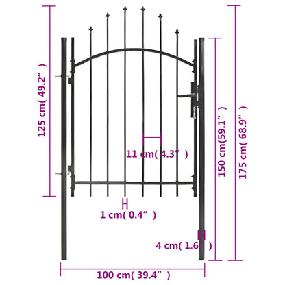 Berkfield Garden Gate Steel 1x1.75 m Black