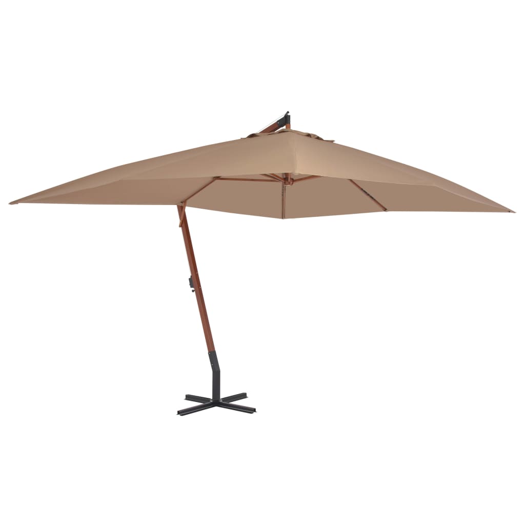 Berkfield Cantilever Umbrella with Wooden Pole 400x300 cm Taupe
