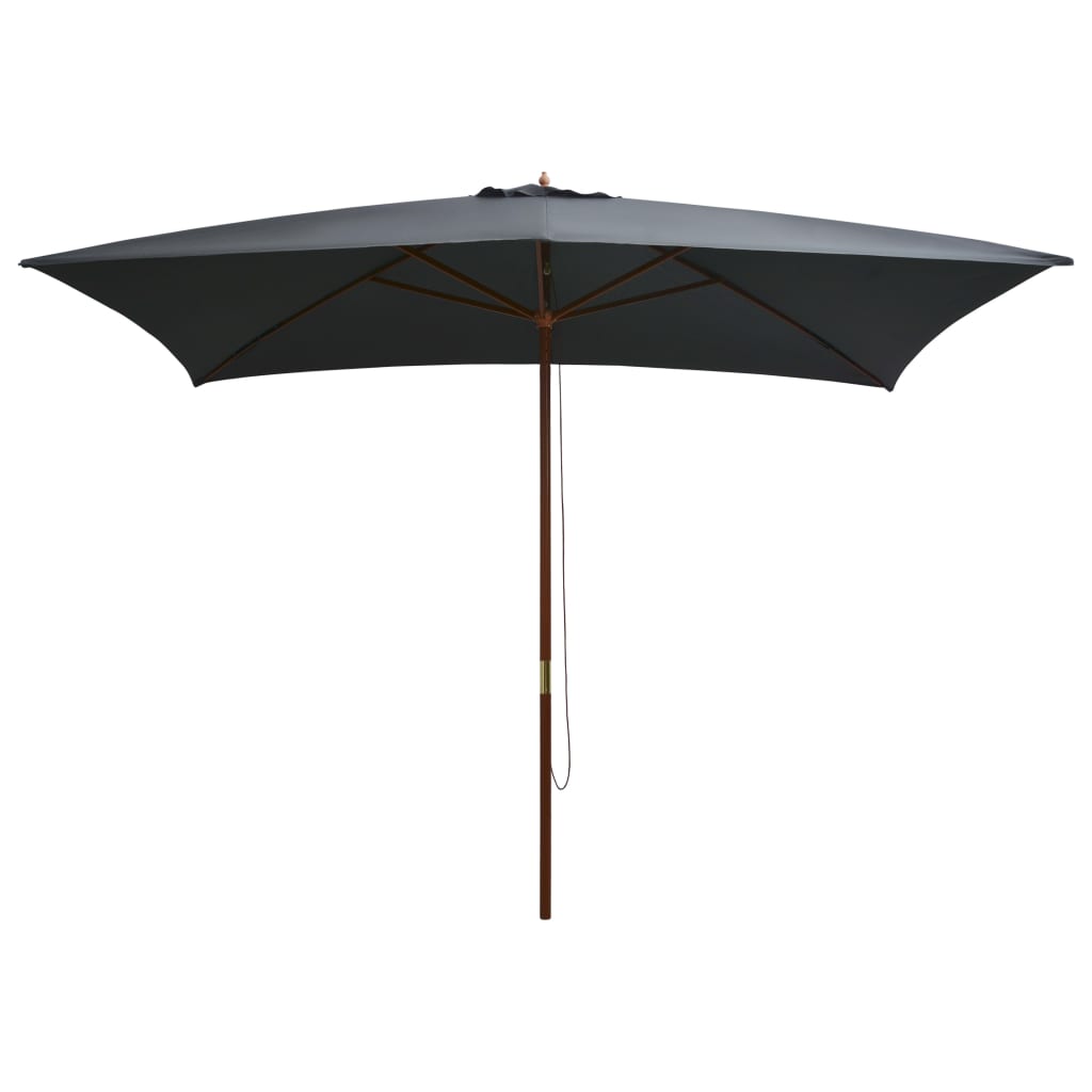 Berkfield Outdoor Parasol with Wooden Pole 200x300 cm Anthracite