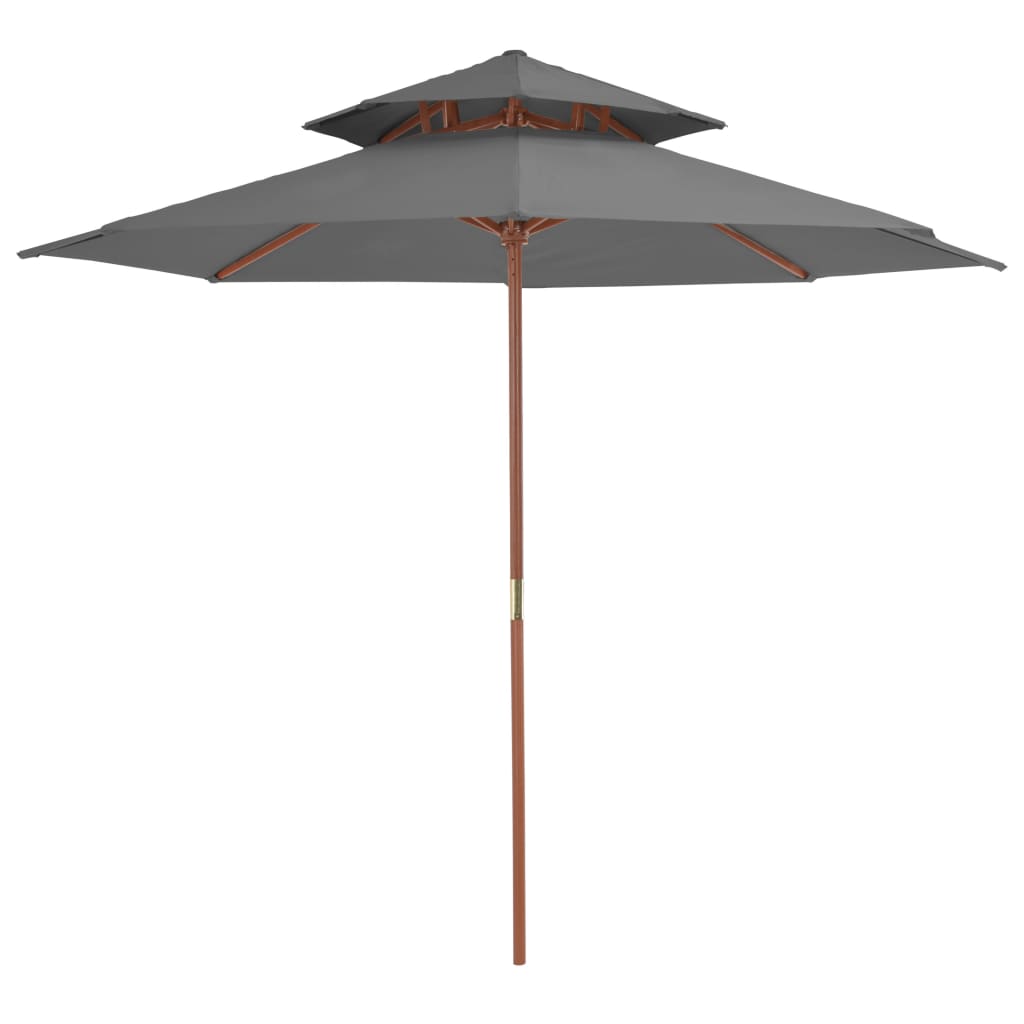 Berkfield Double Decker Parasol with Wooden Pole 270 cm Anthracite
