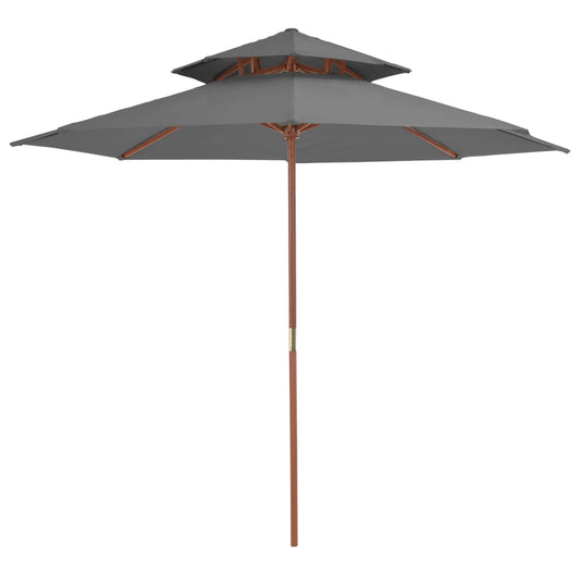 Berkfield Double Decker Parasol with Wooden Pole 270 cm Anthracite
