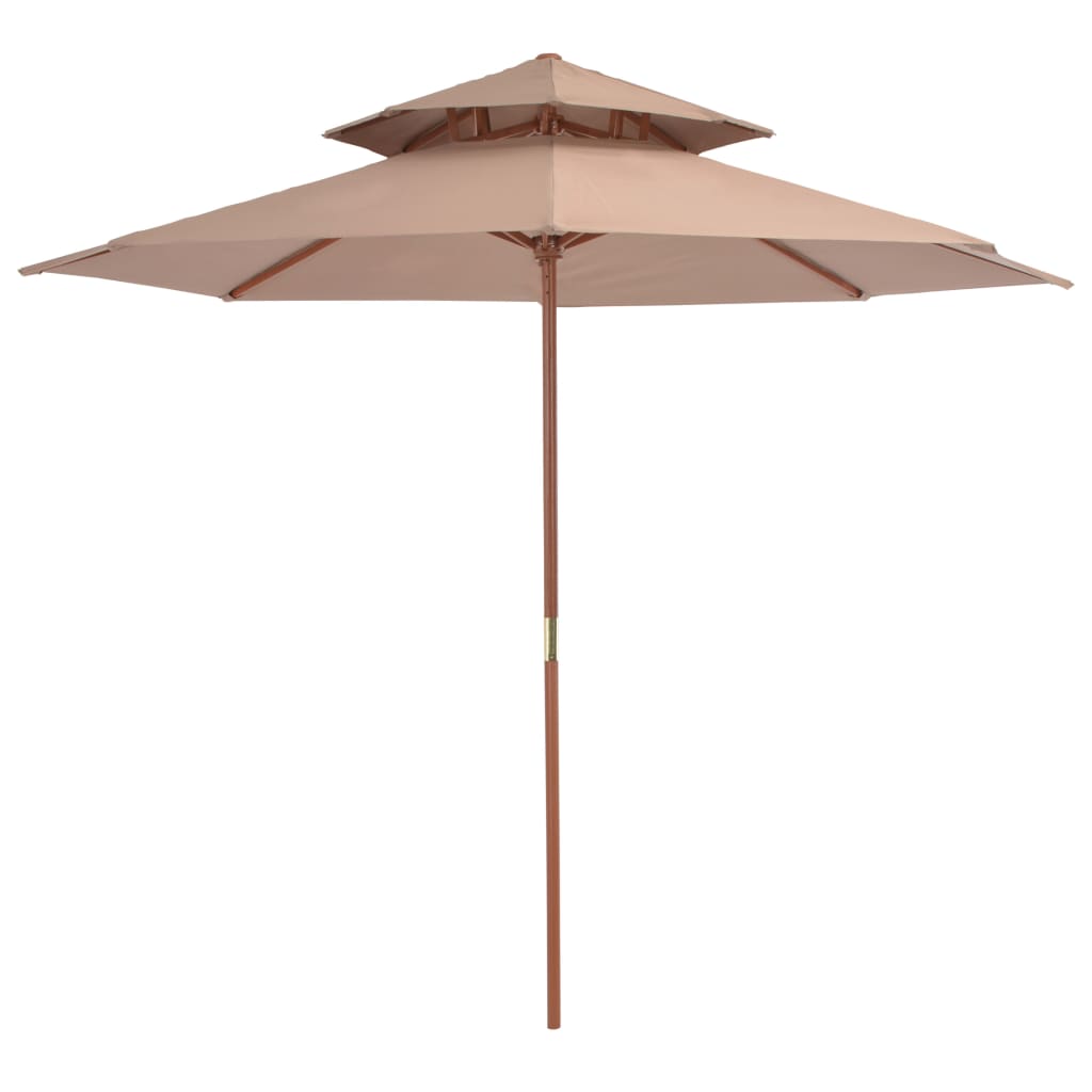 Berkfield Double Decker Parasol with Wooden Pole 270 cm Taupe